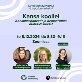 Kansa koolle! Kansalaispaneelit ja demokratian mahdollisuudet. Liila tausta